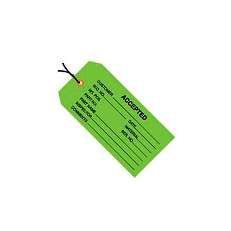 Box Packaging Inspection Tag Accepted Pre Strung No 5 4-3/4L x 2-3/8W Green 1000/Pk G20022